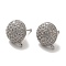 Rack Plating Brass Micro Pave Cubic Zirconia Studs Earrings Findings, Long-Lasting Plated, Lead Free & Cadmium Free, Half Round, Platinum, 13.5x11.5mm, Hole: 1mm, Pin: 11x0.9mm