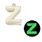 Luminous Resin Pendants, Glow in the Dark, with Platinum Plated Loop, Letter, Letter Z, 21~24x5.5~28x5~5.5mm, Hole: 1.8mm