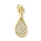 Rack Plating Brass Micro Pave Cubic Zirconia Pendants, Racket, Long-Lasting Plated, Cadmium Free & Lead Free, with Jump Ring, Real 18K Gold Plated, 18x7x1.5mm, Hole: 2mm