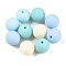 Rubberized Style Imitated Silicone Acrylic Beads, Round, Mixed Color, 13.5~14x13mm, Hole: 2mm