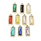 K5 Glass Pendants, Alloy Findings, UV Plated, Rectangle, Light Gold, 22x10x4.5mm, Hole: 1.8mm