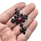 Alloy Rhinestone Pendants, Cross, Black, 55x38mm