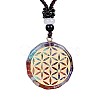Orgonite Chakra Natural & Synthetic Mixed Stone Pendant Necklaces QQ6308-14-1