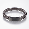 Braided Leather Cord Bracelets BJEW-H561-04B-2