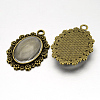 Vintage Alloy Flower Pendant Cabochon Bezel Settings and Transparent Oval Glass Cabochons DIY-X0230-AB-NF-4