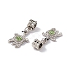 Tortoise Alloy Rhinestone European Dangle Charms ALRI-E002-01AS-01-3