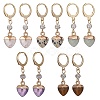 Heart Natural Mixed Gemstone Dangle Leverback Earrings EJEW-JE05470-1