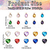 Pandahall 40Pcs 20 Styles Faceted Glass Rhinestone Pendants GLAA-TA0001-44-11