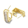 Rectangle Brass Micro Pave Cubic Zirconia Stud Earrings EJEW-D098-06G-2