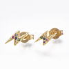 Brass Micro Pave Cubic Zirconia Flash Stud Earrings EJEW-S201-46-2