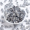 Antique Silver Plated Large Hole Acrylic European Beads PACR-Q099-01-2