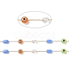 Flat Round with Evil Eye Glass Beaded Chains AJEW-J035-04G-01-2