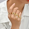 Iron Double Plain Open Cuff Rings Linked with Chains BJEW-C054-05G-1