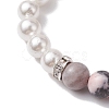 8mm Round Gemstone & Shell Pearl Beaded Stretch Bracelets BJEW-JB10317-5