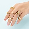 6Pcs 6 Styles Adjustable Brass Micro Pave Clear Cubic Zirconia Cuff Rings RJEW-LS0001-29G-6