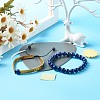 Natural Lapis Lazuli(Dyed) Stretch Bracelets Set for Girl Women BJEW-JB06805-02-4