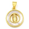 Real 18K Gold Plated Brass Pendants with Shell KK-D534-05G-01-1