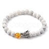 Men's Natural Howlite Stretch Beaded Bracelets BJEW-JB05429-01-1