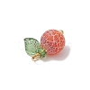 4pcs 4 Colors Natural Dyed Crackle Agate Round Fruit Charms with Acrylic Leaf PALLOY-TA00124-3