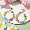 Woven Flower Glass Seed Beads Dangle Earrings EJEW-JE05816-2