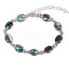 Oval Natural Abalone Shell/Paua Shell Link Bracelets for Women FS5984-20-1