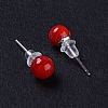 Round Lampwork Ball Stud Earrings EJEW-F247-01-4