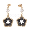 3Pairs 3 Colors Pentagon and Shell Pearl Dangle Stud Earrings EJEW-TA00056-6