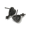 Rack Plating Brass Micro Pave Black Cubic Zirconia Stud Earring Finding EJEW-C102-05EB-01A-2