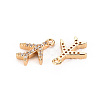 Brass Micro Pave Clear Cubic Zirconia Charms KK-S360-122-NF-2