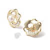 Natural Pearl Flower Stud Earrings with Shell EJEW-P256-61G-2