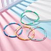 4Pcs 4 Color Handmade Polymer Clay Heishi Beads Stretch Anklets Set for Women AJEW-AN00468-2