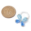 3Pcs 3 Colors Butterfly Glass Seed Beaded Stretch Finger Rings for Women RJEW-TA00150-4