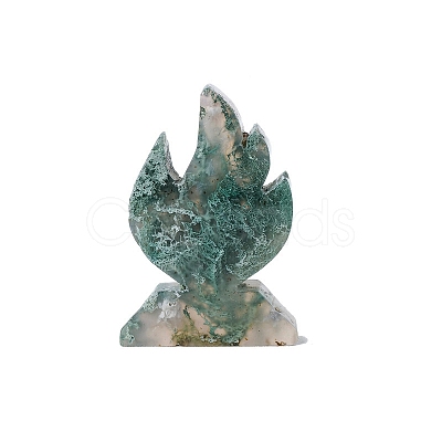 Natural Moss Agate Carved Flame Shape Figurines PW-WG95540-01-1