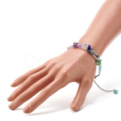 Glass Round Seed Beads Multi-strand Bracelet for Teen Girl Women X1-BJEW-TA00018-1