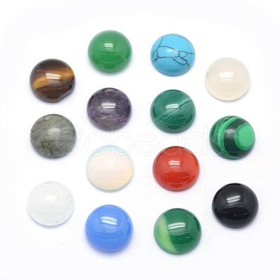 Natural & Synthetic Mixed Gemstone Cabochons G-P393-R-14.5mm-1