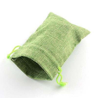 Polyester Imitation Burlap Packing Pouches Drawstring Bags X-ABAG-R005-18x13-02-1