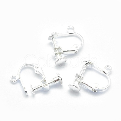 Racking Plated Brass Clip-on Earring Findings KK-P169-01S-1