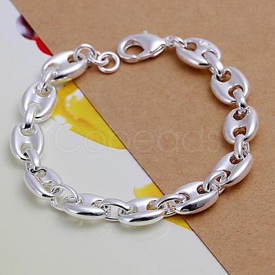 Brass Oval Link Bracelets For Women BJEW-BB12513-1