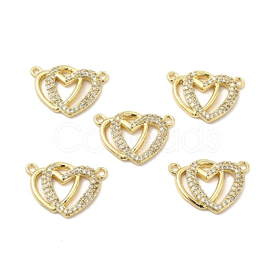 Brass Micro Pave Clear Cubic Zirconia Connector Charms KK-E068-VB065-1