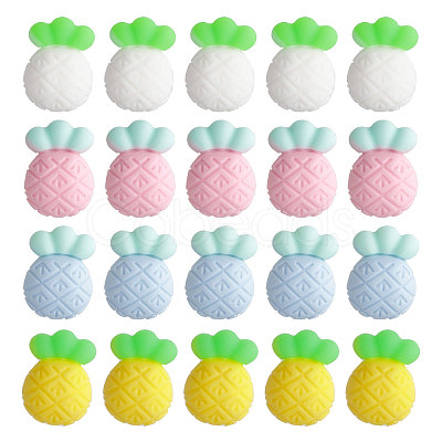 Globleland 20Pcs 4 Colors Pineapple Food Grade Eco-Friendly Silicone Beads SIL-GL0001-05-1