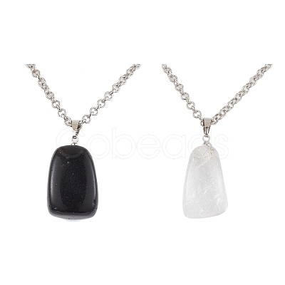 2Pcs 2 Styles Iron Rolo Chains Necklaces NJEW-JN04858-1