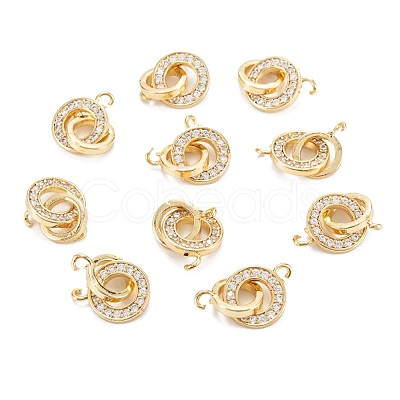 Brass Micro Pave Clear Cubic Zirconia Links Connectors ZIRC-G170-07G-1