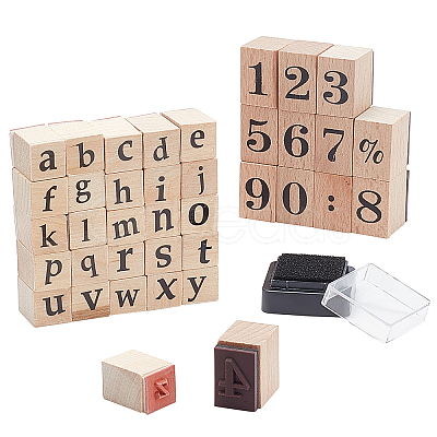 PandaHall Elite 2 Boxes Wooden Stamps Set AJEW-PH0003-54-1