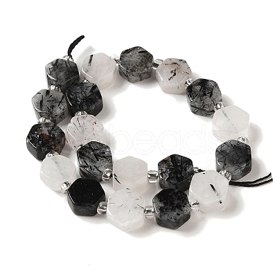 Natural Black Rutilated Quartz Beads Strands G-P534-A04-01-1