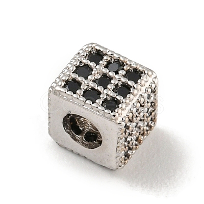 Brass Micro Pave Black Cubic Zirconia Beads KK-G493-37A-P02-1