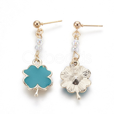 Alloy Enamel Dangle Stud Earrings EJEW-F176-03LG-1