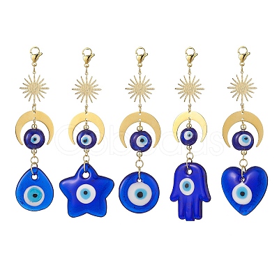 Handmade Evil Eye Lampwork Pendant Decoration Sets HJEW-JM00912-1