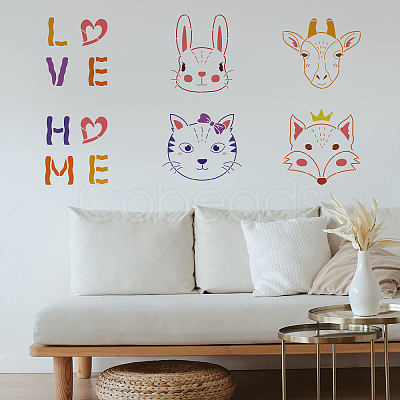 6Pcs 6 Styles Hexagon PET Hollow Out Drawing Painting Stencils DIY-WH0394-0038-1