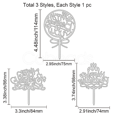 GLOBLELAND 3Pcs 3 Style Carbon Steel Cutting Dies Stencils DIY-DM0002-71-1