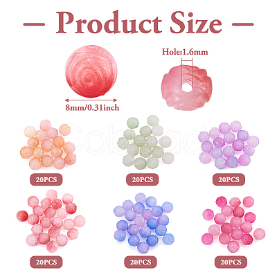 120Pcs 6 Colors Acrylic Beads SACR-TA0001-26-1